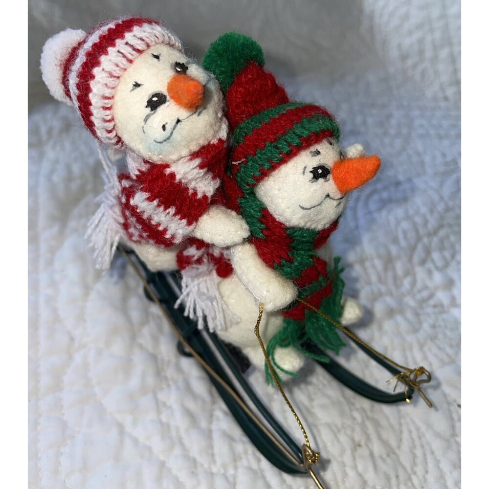 Rare Annalee Dolls Christmas 5.25”Sledding Snowman Retired 2002